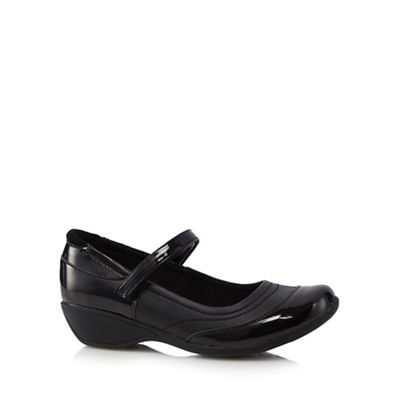 Girls' black patent wedge shoes